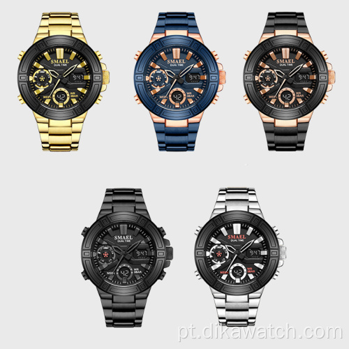 Relógio digital de quartzo masculino de luxo da marca SMAEL à prova d&#39;água